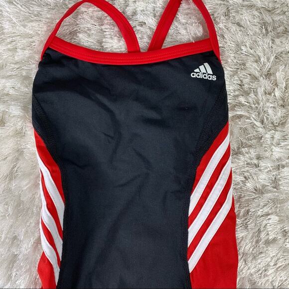Adidas Black Red Infinitex 1 pc Swimsuit Sz 18 - Picture 3 of 7